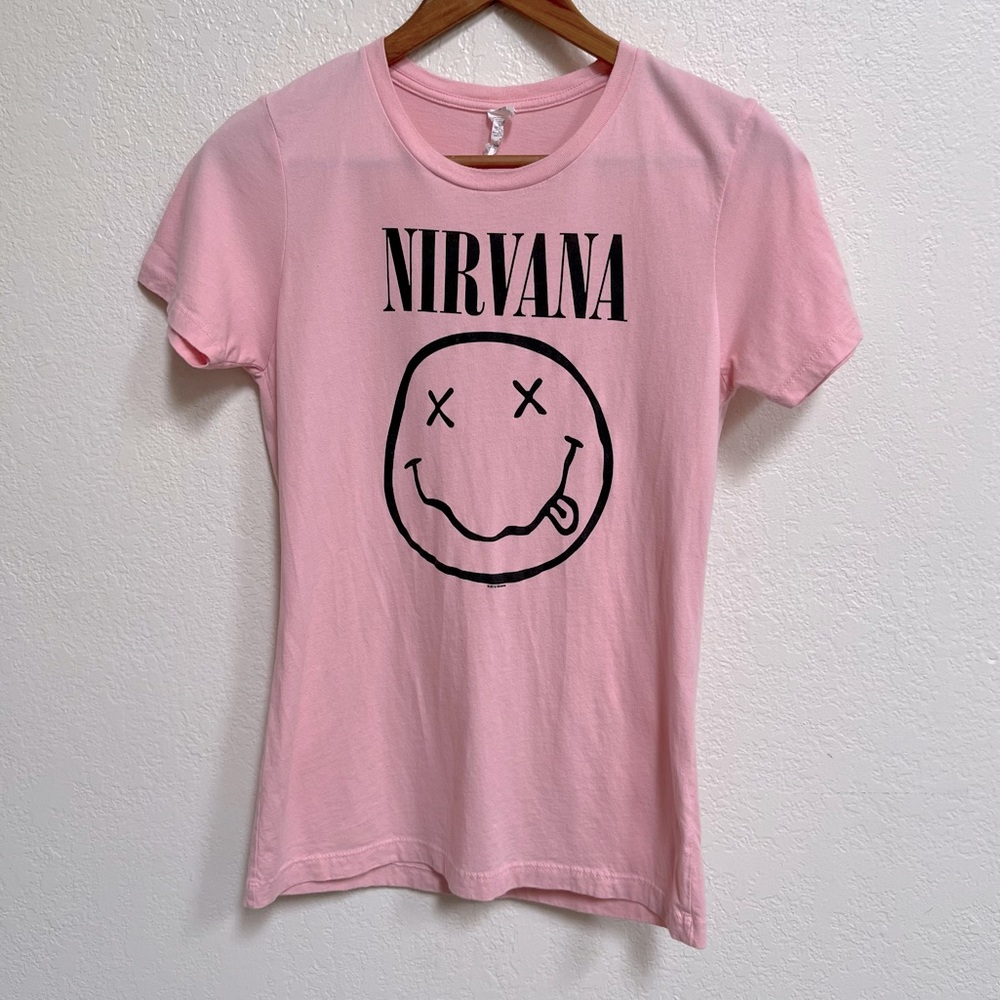 Pink Nirvana Fitted Band Tee T-Shirt Junior Sz L